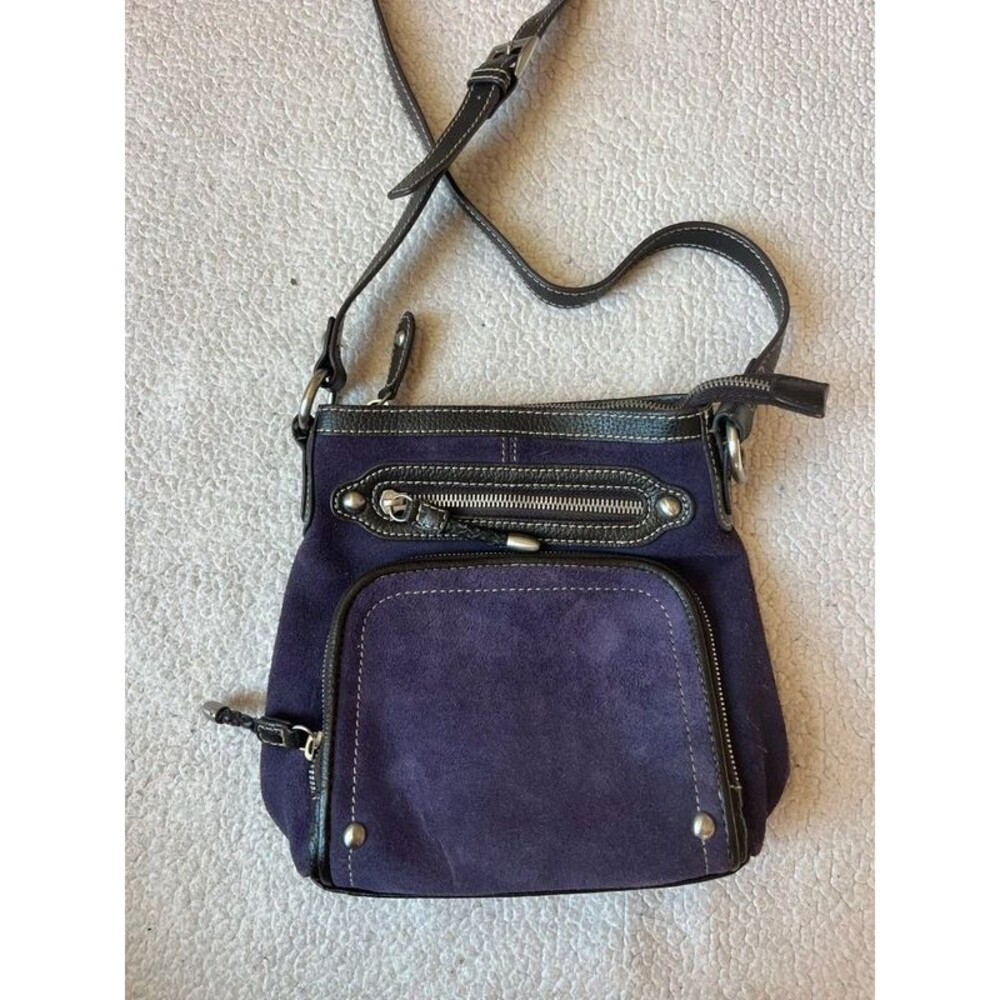 Vintage 90s Coldwater Creek Purple Suede Leather Small Crossbody Bag Witchy